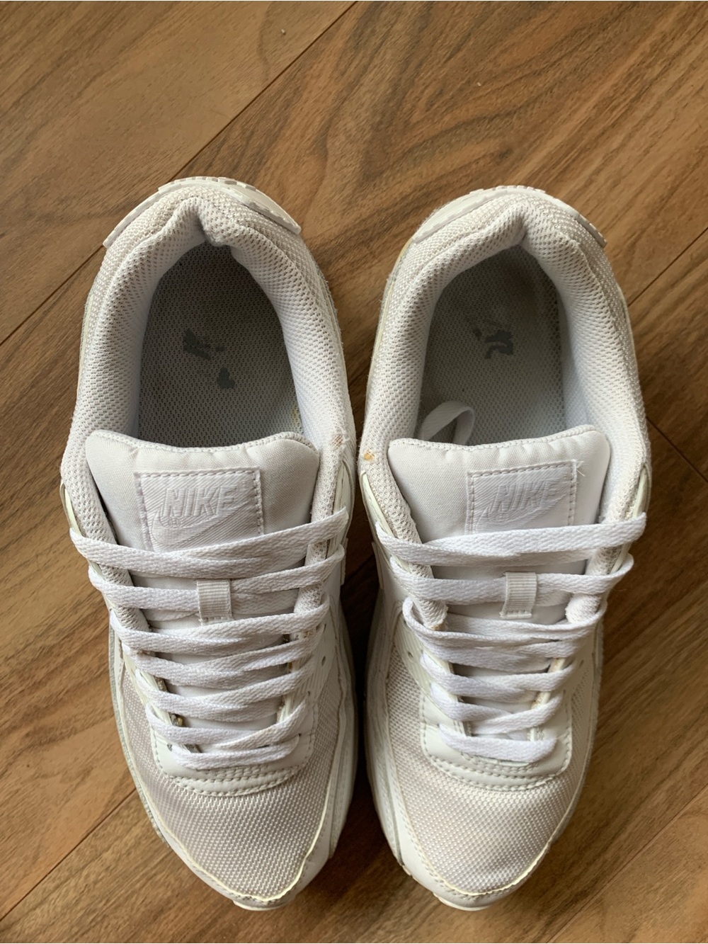 Nike Air Max 90 Triple White Leather Sneakers CN8490-100 Men Size 10.5 - Picture 2 of 5